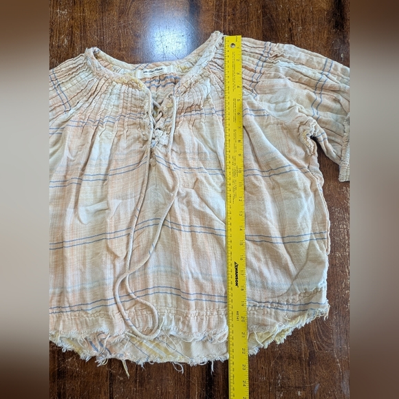 We The Free Boho Top Womens Small Plaid Loose Flowy Oversized Peasant Shirt Used - Picture 2 of 8